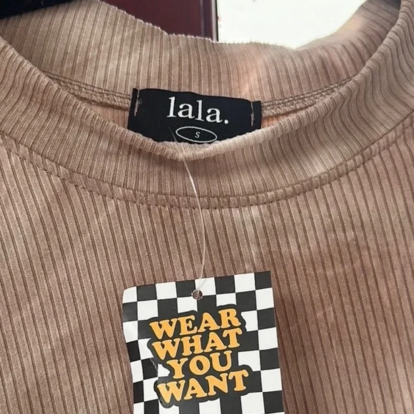 Dressed in Lala Lex Ribbed Playsuit in Iced Latte Tie Dye - Picture 6 of 7